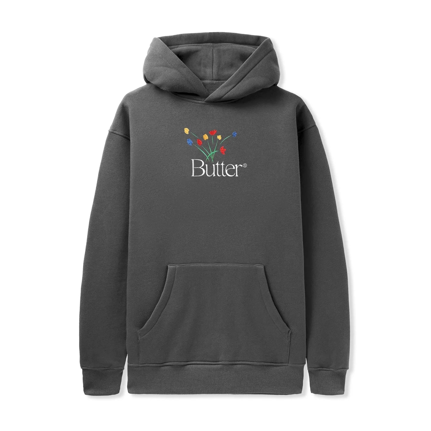 Butter Goods Boquet Embroidered Hoodie - Washed Black