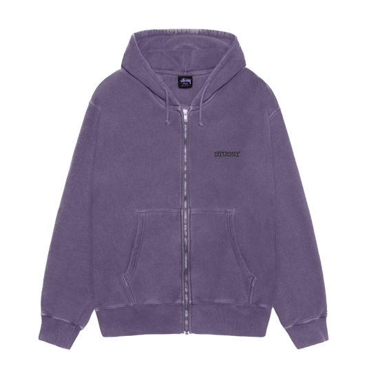 Stussy Jumbo Pigment Dyed Zip Hoodie - Grape