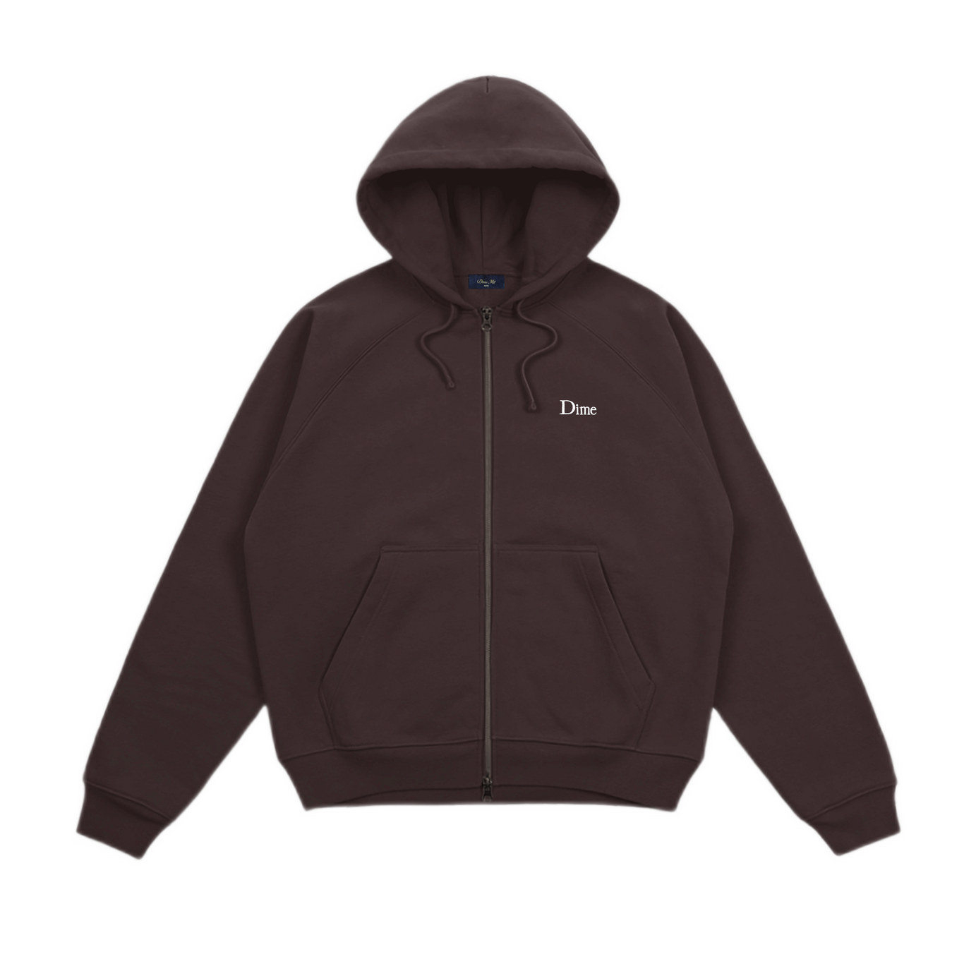 Dime Classic Small Logo Zip Hoodie - Dark Brown