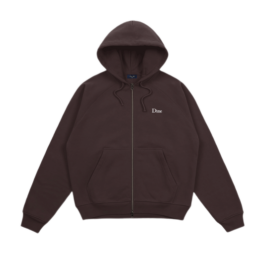 Dime Classic Small Logo Zip Hoodie - Dark Brown