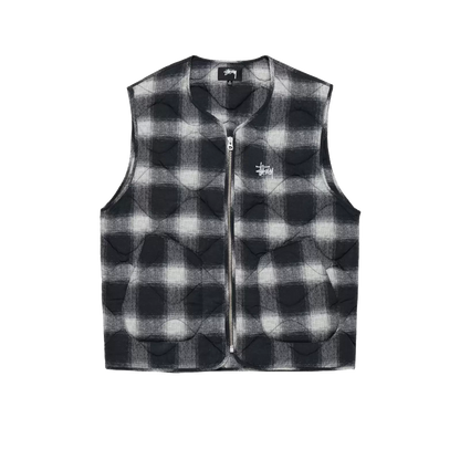 Stussy Plaid Nylon Liner Vest - Black