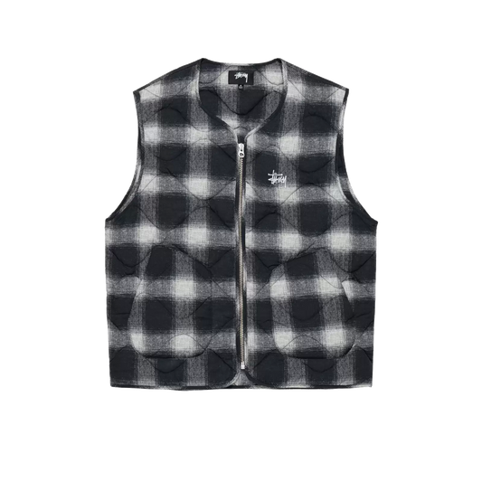 Stussy Plaid Nylon Liner Vest - Black