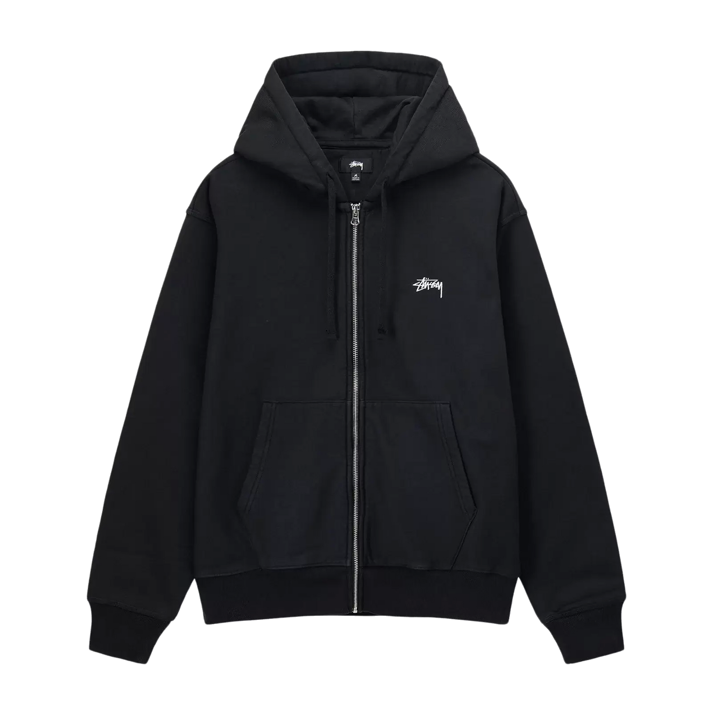 Stussy Stock Logo Zip Hoodie - Washed Black