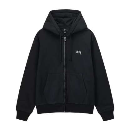 Stussy Stock Logo Zip Hoodie - Washed Black