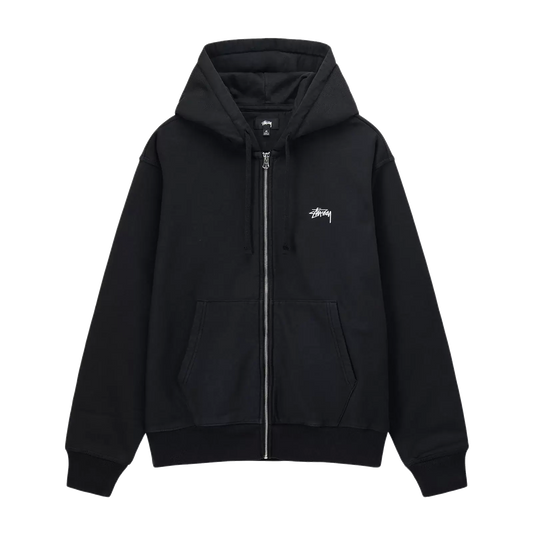 Stussy Stock Logo Zip Hoodie - Washed Black