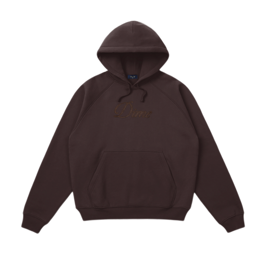 Dime Cursive Hoodie - Dark Brown