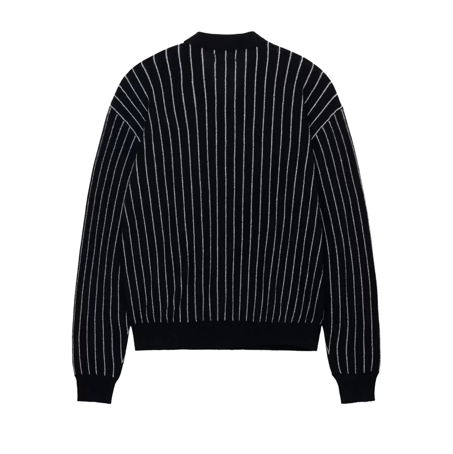 Stussy Light Weight Longsleeve Zip Polo - Black Stripe