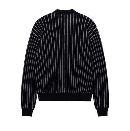 Stussy Light Weight Longsleeve Zip Polo - Black Stripe