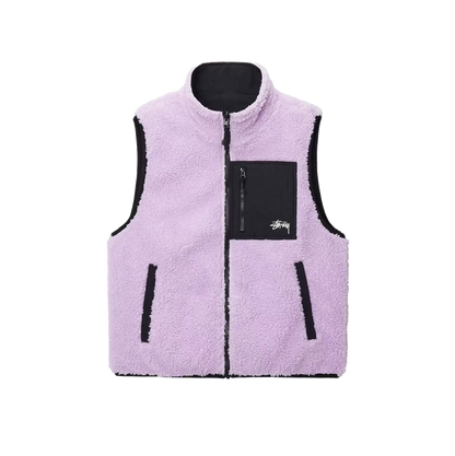 Stussy Sherpa Reversible Vest - Lavender