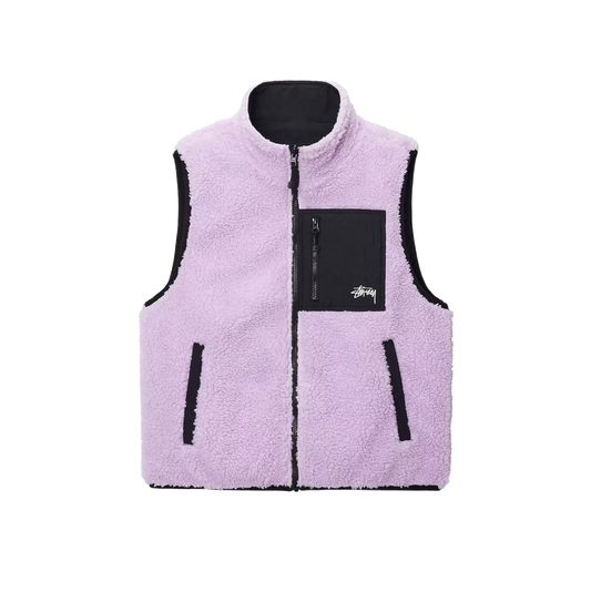 Stussy Sherpa Reversible Vest - Lavender