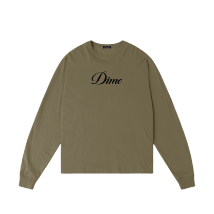 Dime Cursive Longsleeve Tee - Ivy Green
