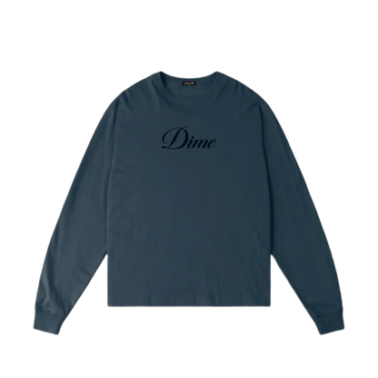 Dime Cursive Longsleeve Tee - Navy