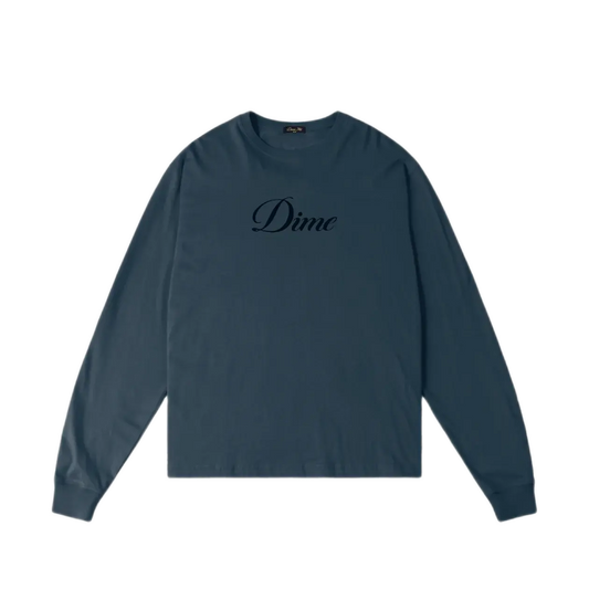 Dime Cursive Longsleeve Tee - Navy