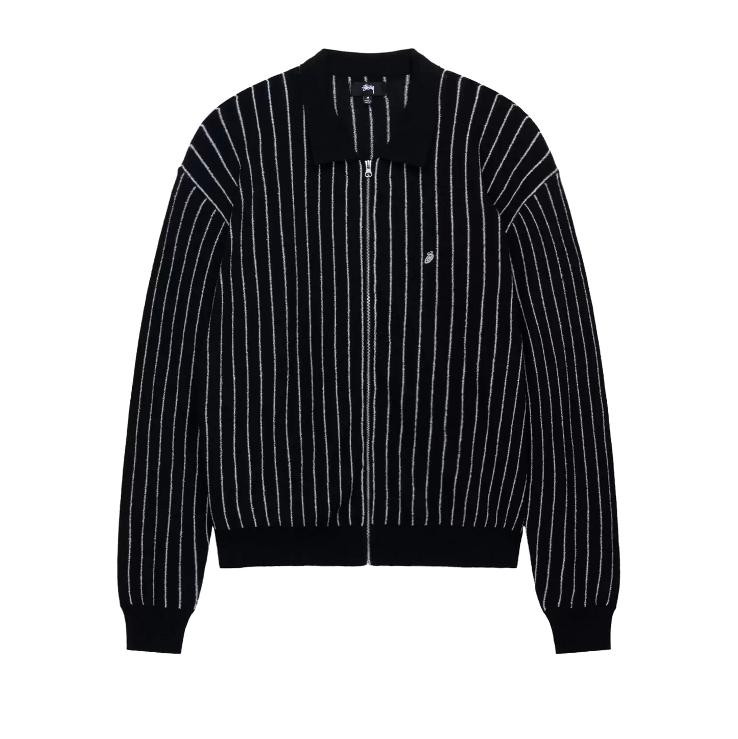 Stussy Light Weight Longsleeve Zip Polo - Black Stripe