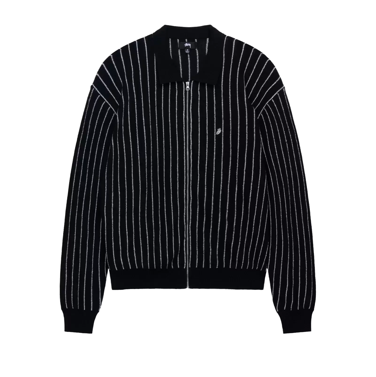 Stussy Light Weight Longsleeve Zip Polo - Black Stripe