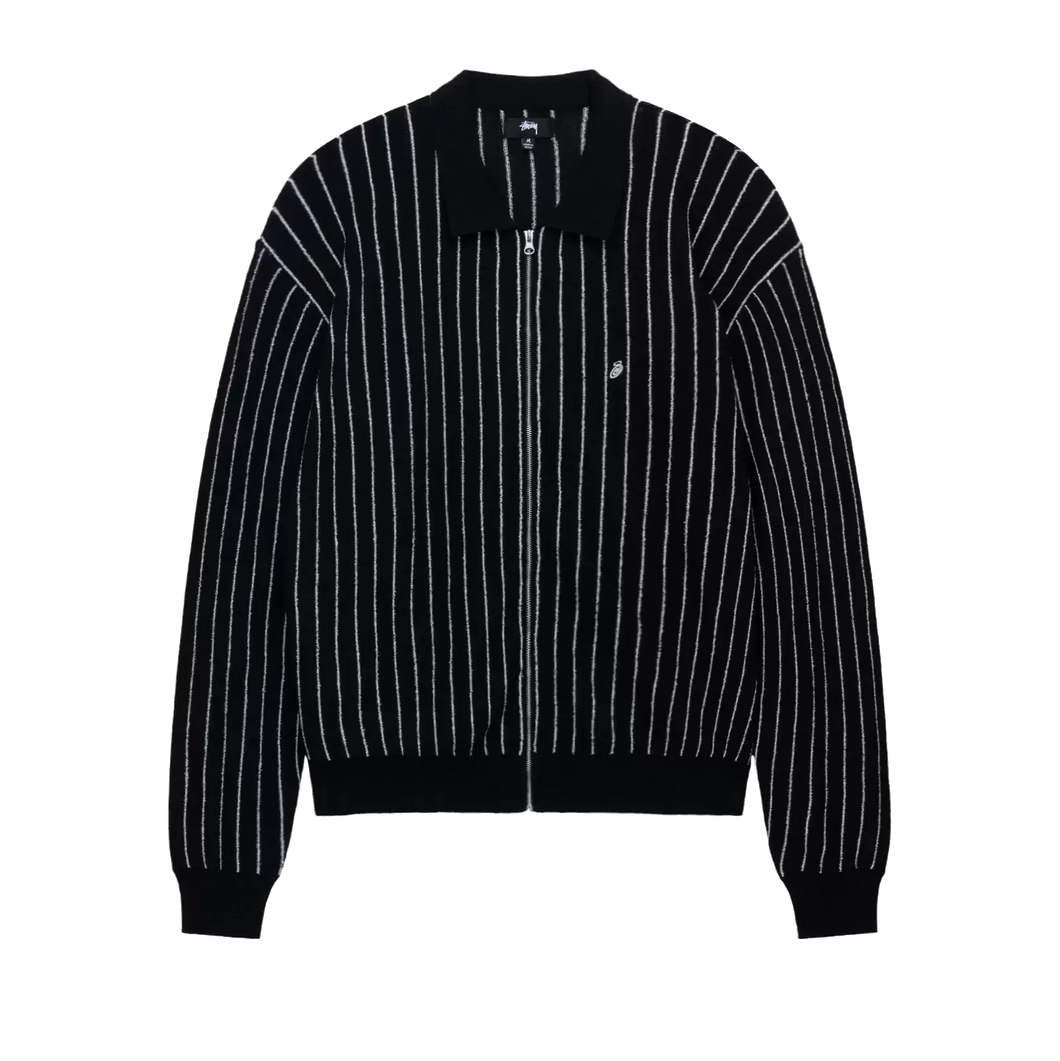 Stussy Light Weight Longsleeve Zip Polo - Black Stripe – Ninetimes 