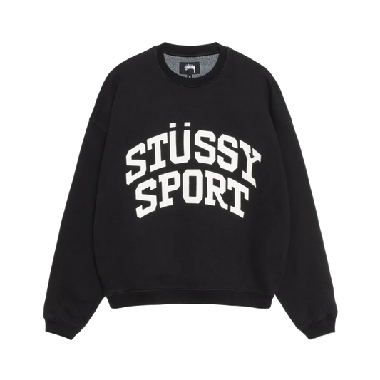 Stussy Big Crackle Sport Crewneck - Washed Black