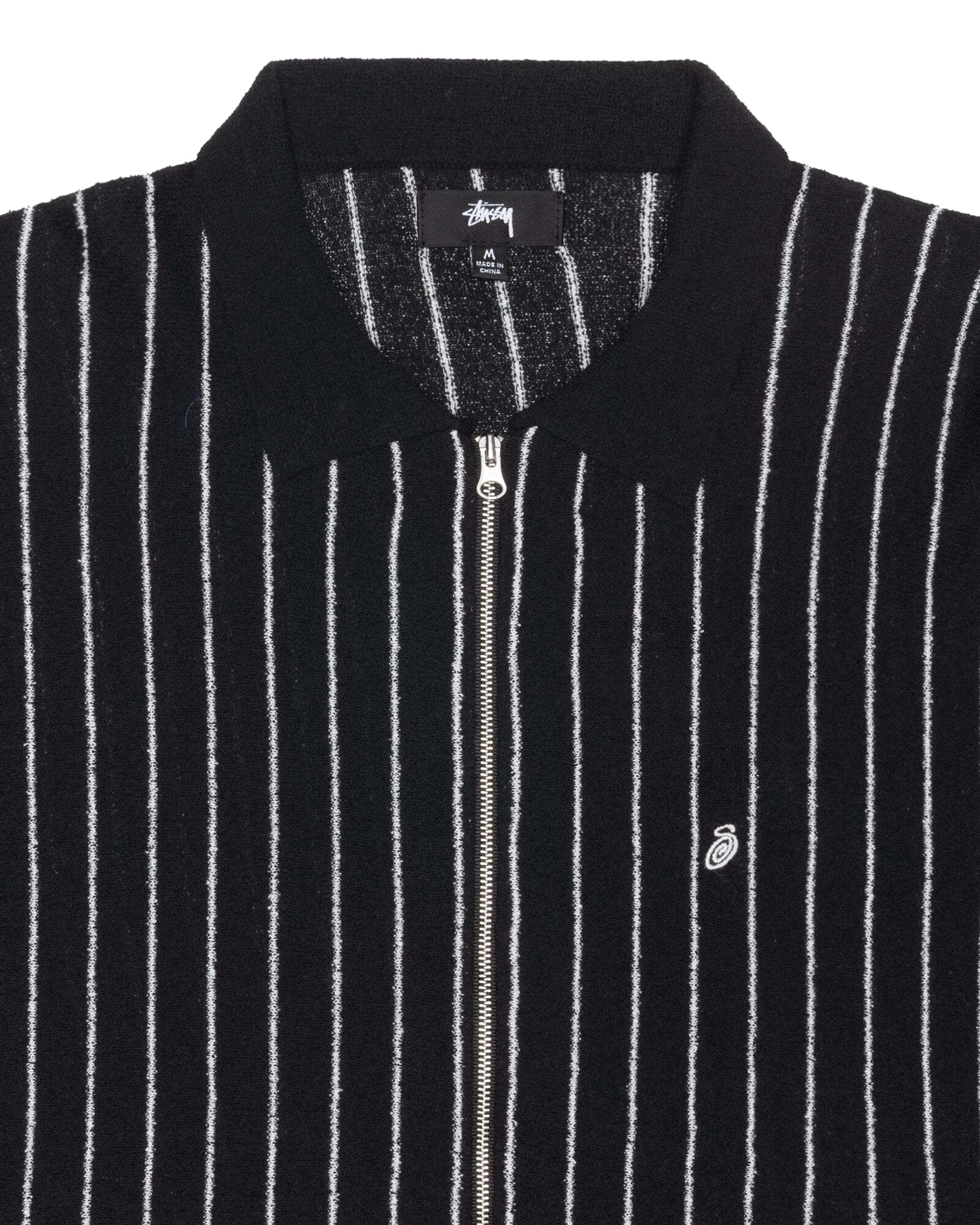 Stussy Light Weight Longsleeve Zip Polo - Black Stripe