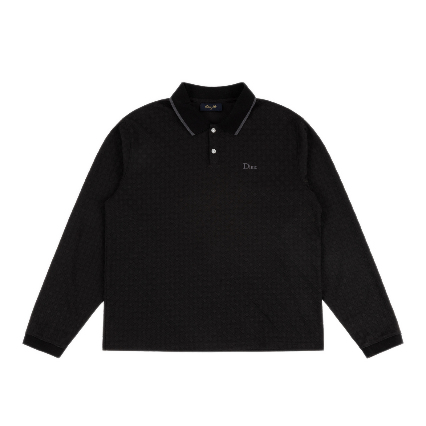 Dime Jacquard Longsleeve Polo - Black
