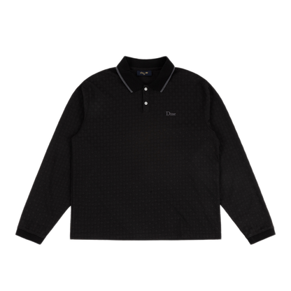 Dime Jacquard Longsleeve Polo - Black