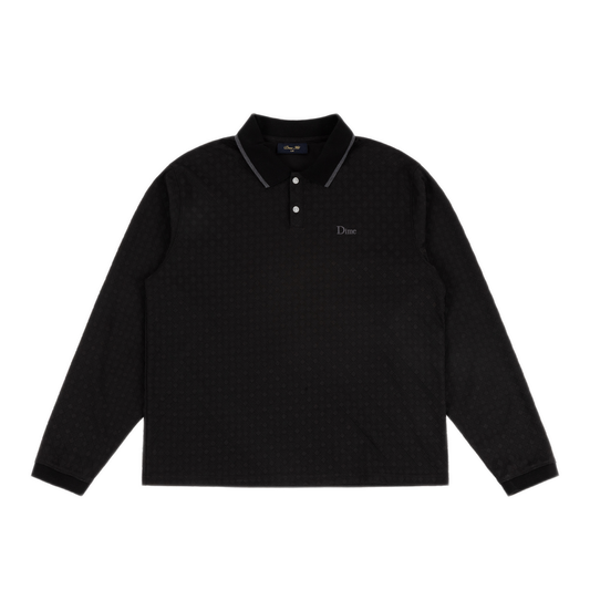 Dime Jacquard Longsleeve Polo - Black