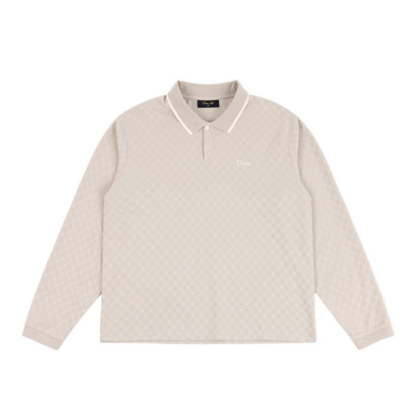 Dime Jacquard Longsleeve Polo - Beige