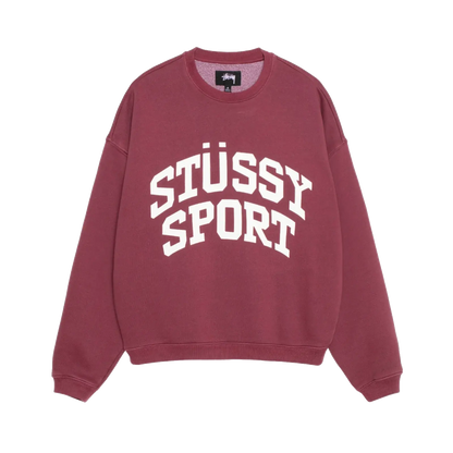 Stussy Big Crackle Sport Crewneck - Burgundy