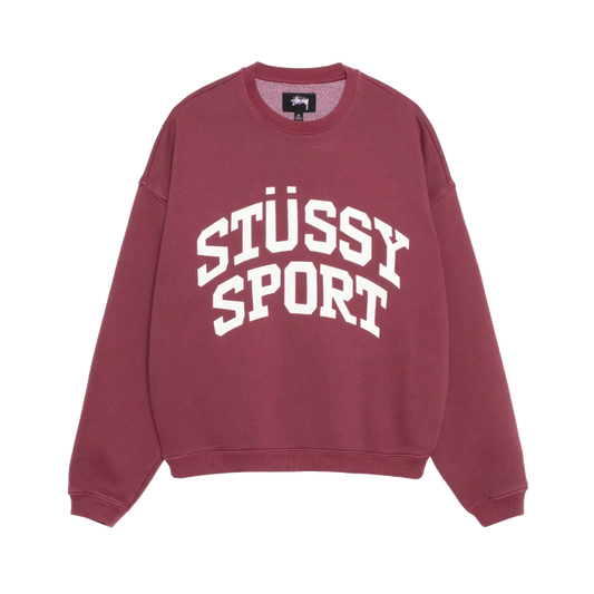 Stussy Big Crackle Sport Crewneck - Burgundy