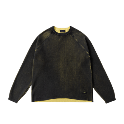 Dime Printed Rib Sweater - Black/Yellow