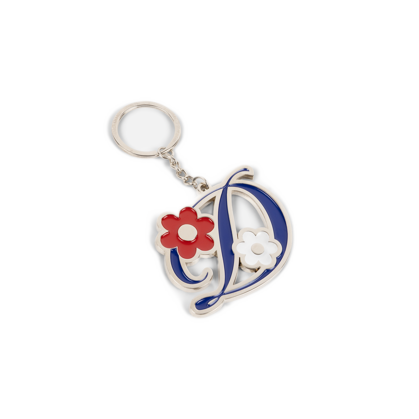 Dime Oversized Floral Keychain - Silver