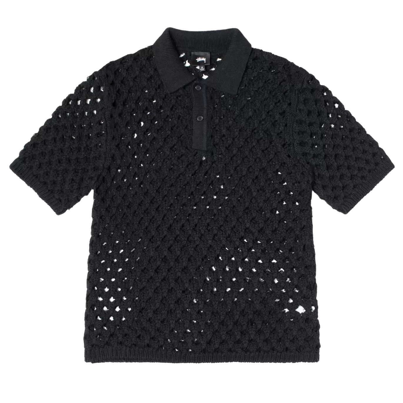 Stussy Big Mesh Polo Sweater - Black