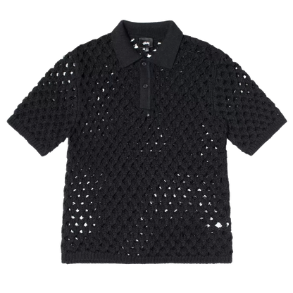 Stussy Big Mesh Polo Sweater - Black