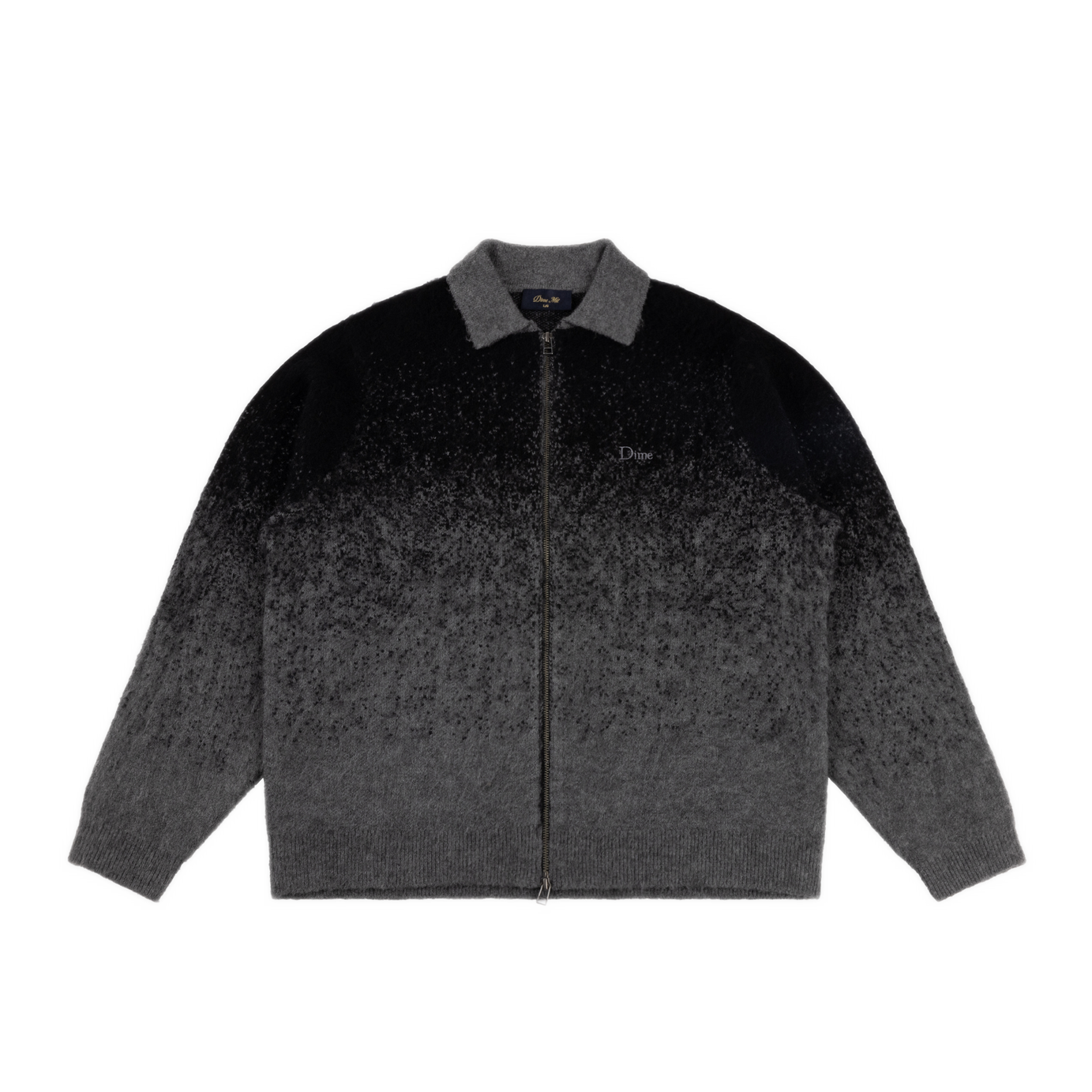 Dime Mohair Double Zip Knit - Black/Charcoal