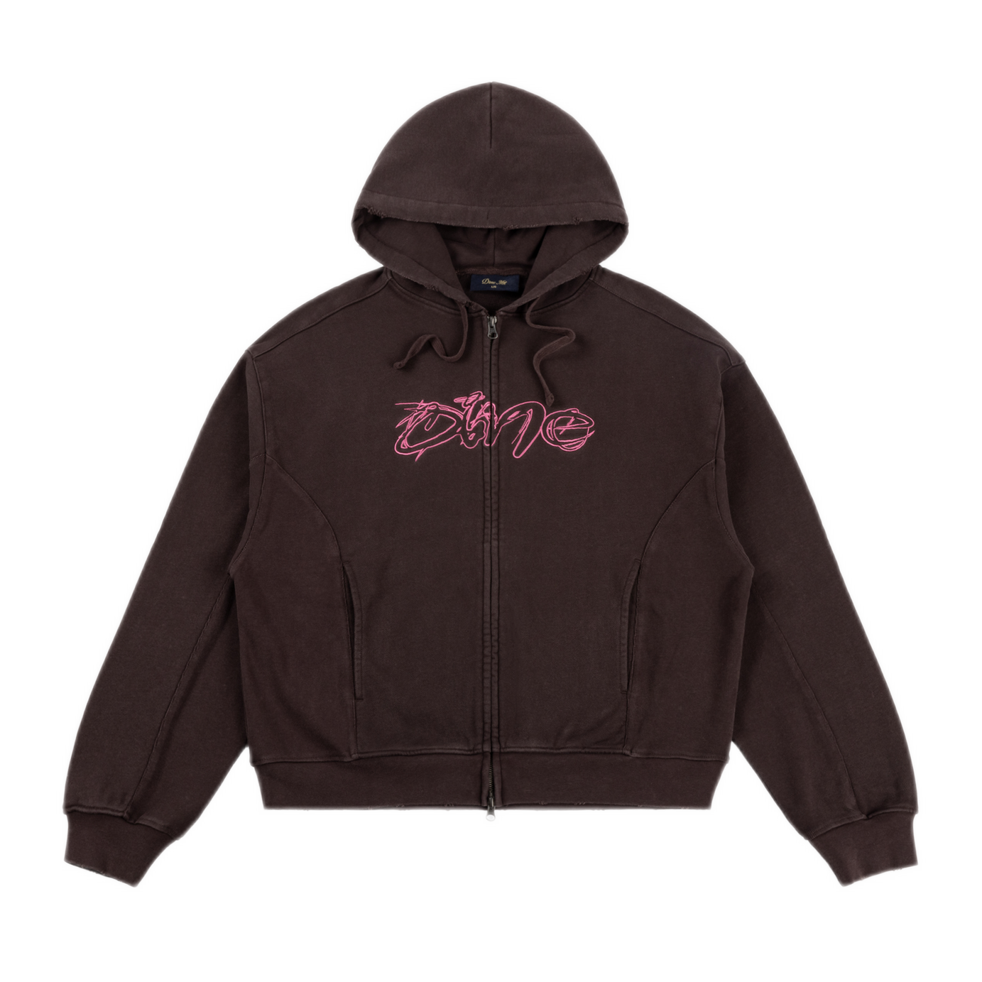 Dime Distressed Terry Zip Hoodie - Acid Brown