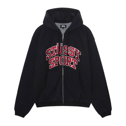 Stussy Sport Zip Hoodie - Washed Black