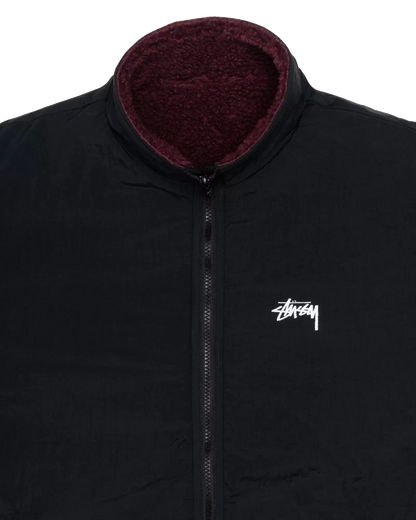 Stussy Sherpa Reversible Jacket - Burgundy