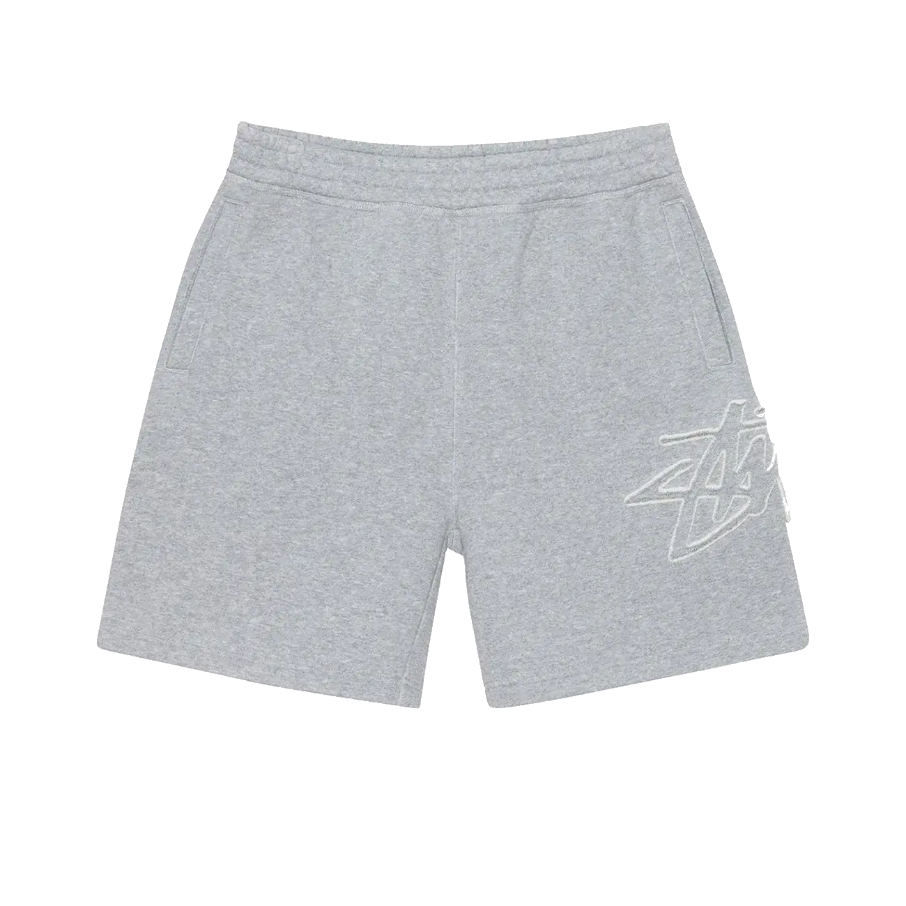 Stussy Tonal Applique Fleece Short - Heather Grey