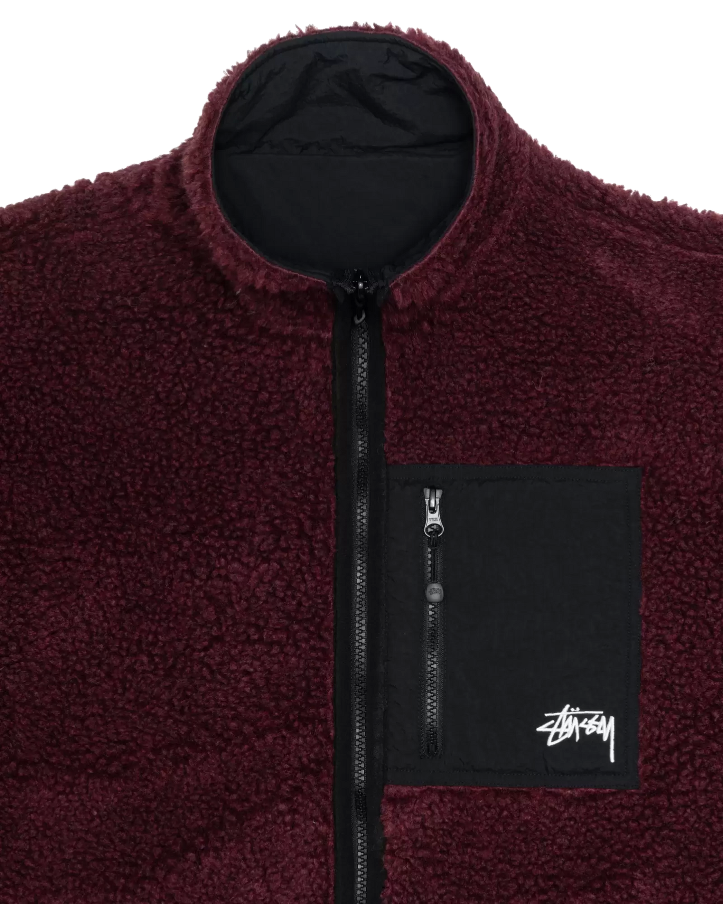 Stussy Sherpa Reversible Jacket - Burgundy