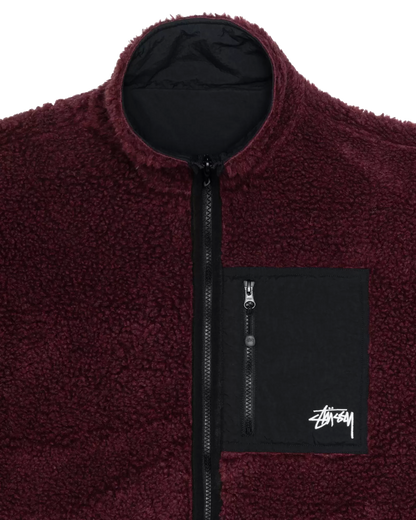 Stussy Sherpa Reversible Jacket - Burgundy