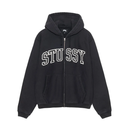 Stussy Outline Zip Hoodie - Washed Black