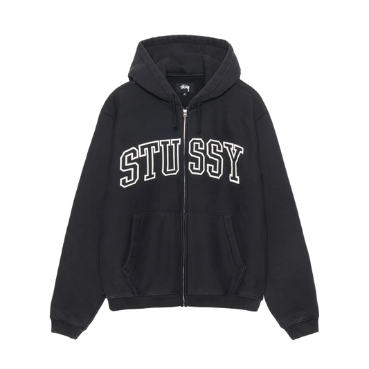 Stussy Outline Zip Hoodie - Washed Black