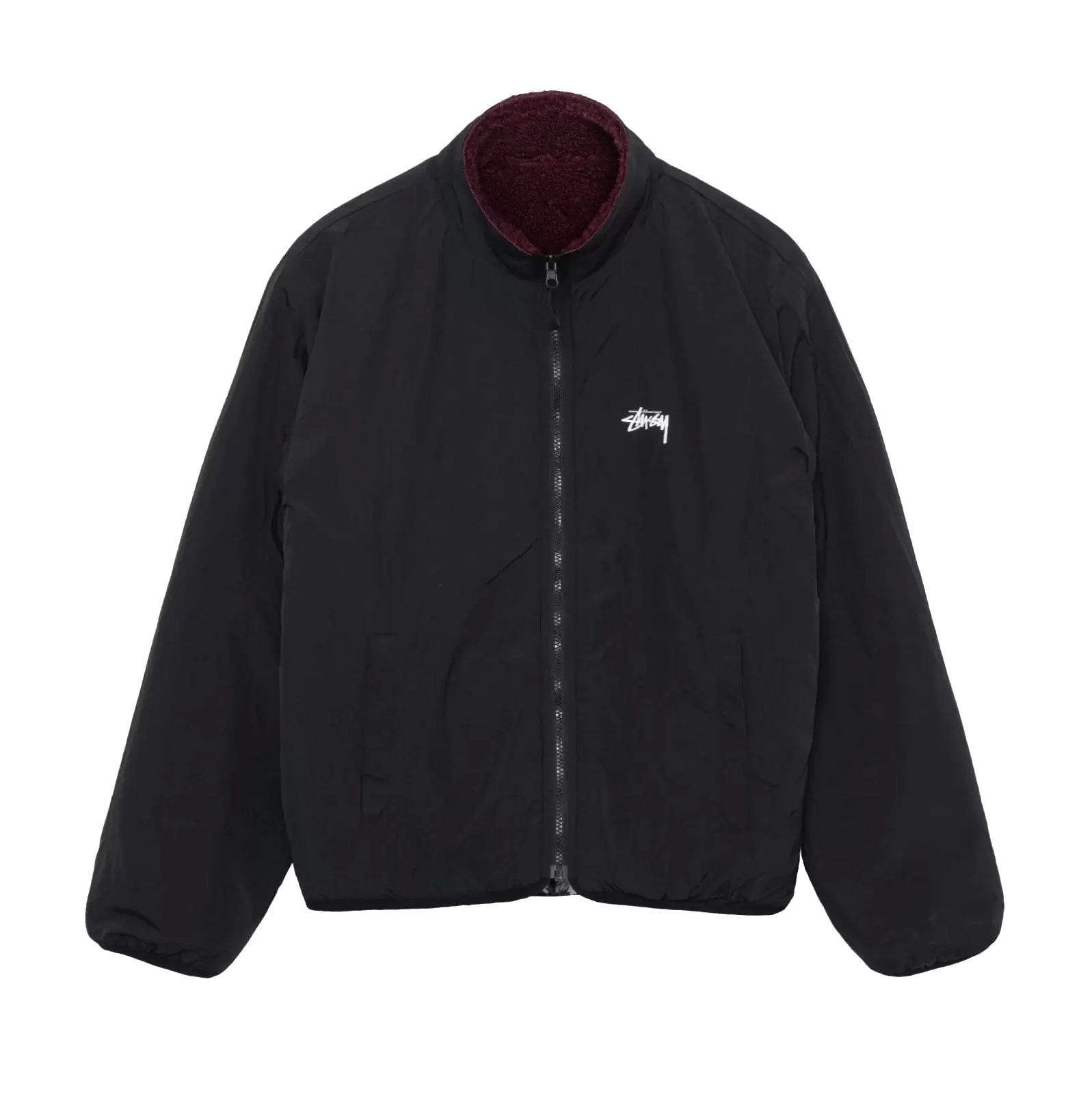 Stussy Sherpa Reversible Jacket Burgundy – Ninetimes Skateshop