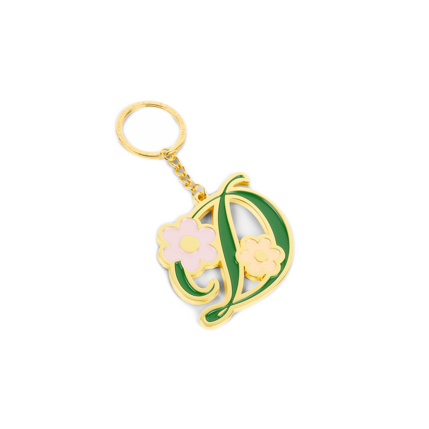 Dime Oversized Floral Keychain - Gold