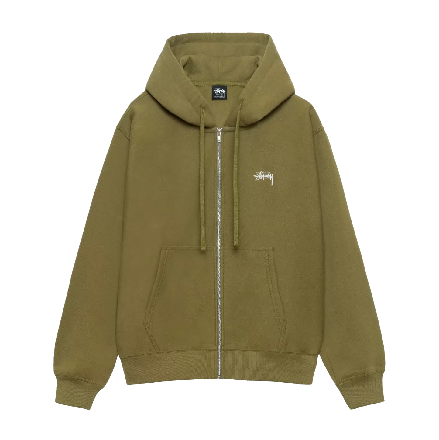 Stussy Stock Logo Zip Hoodie - Olive