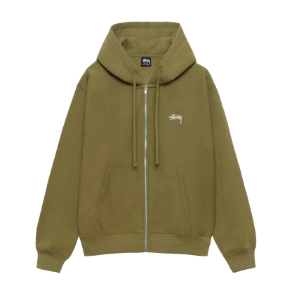 Stussy Stock Logo Zip Hoodie - Olive