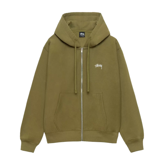 Stussy Stock Logo Zip Hoodie - Olive