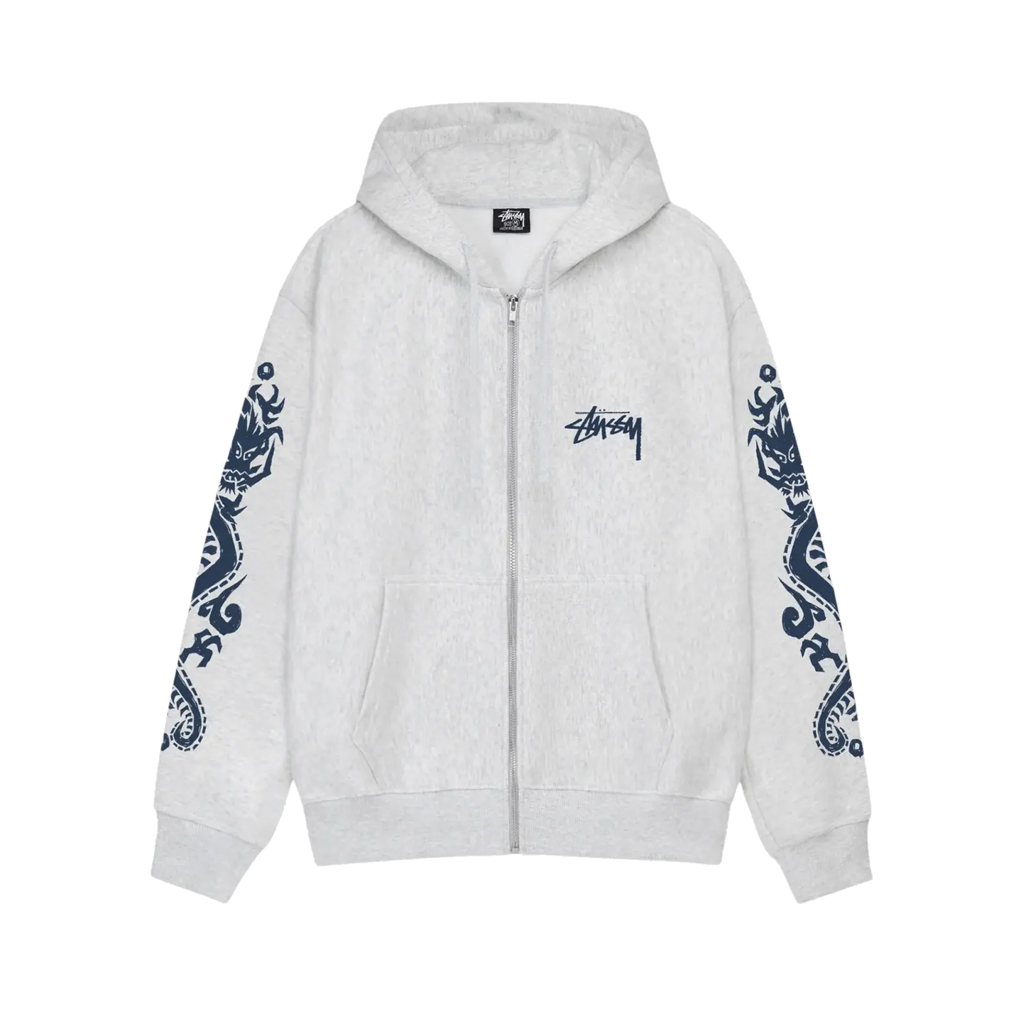 Stussy Dragons Zip Hoodie - Ash Heather