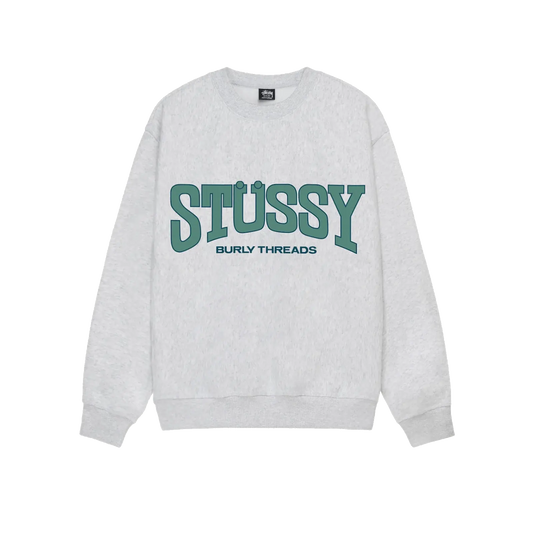 Stussy Burly Threads Crewneck - Ash Heather