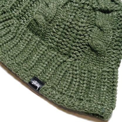 Stussy Cable Knit Bucket Hat - Olive