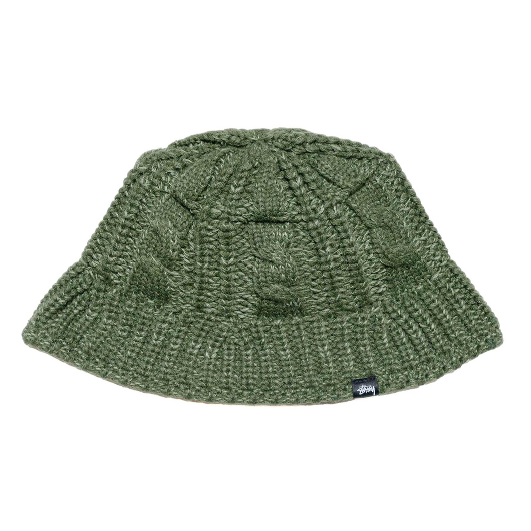 Stussy Cable Knit Bucket Hat - Olive